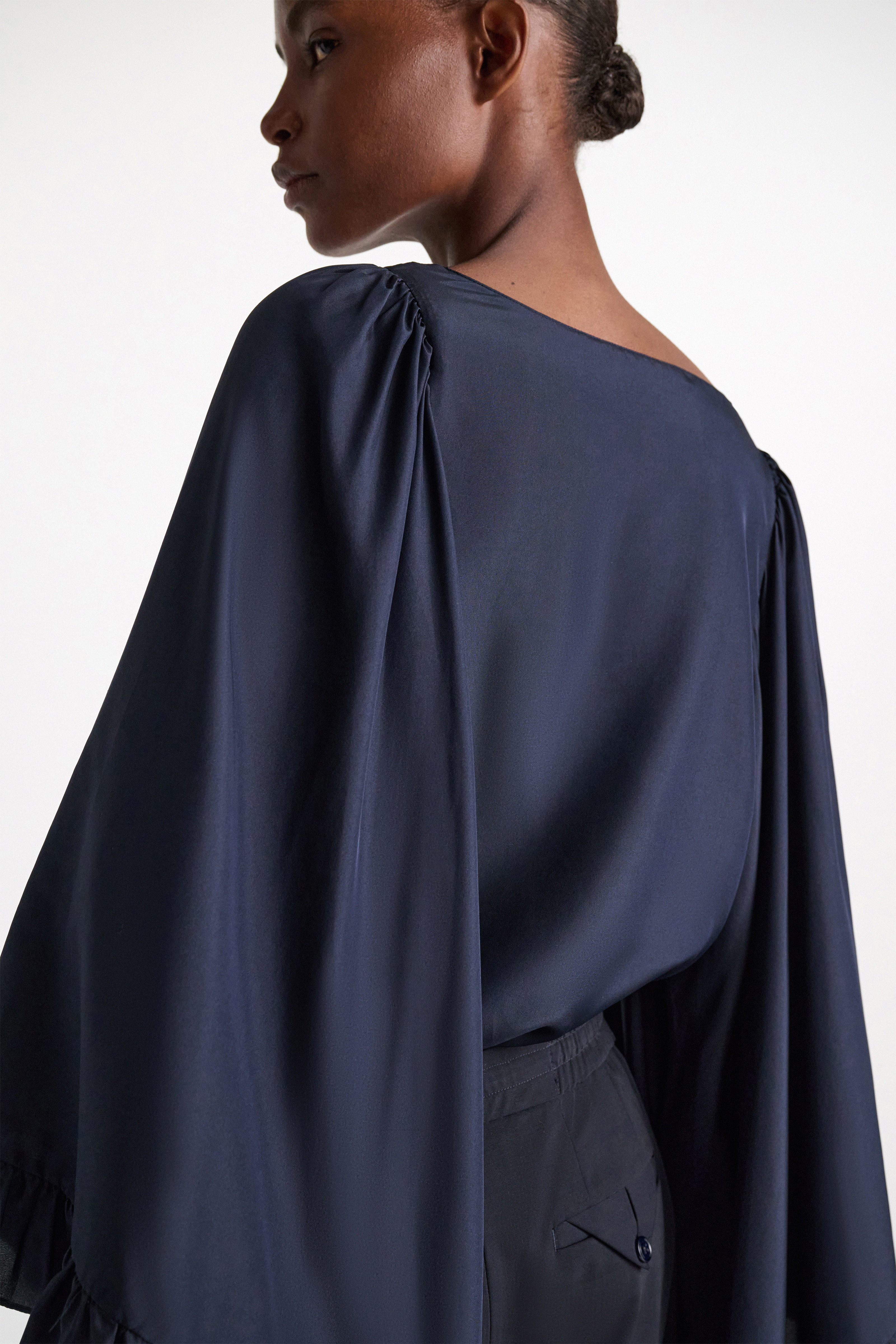 Dorothee Schumacher T-shirt style blouse in Habotai silk dark navy